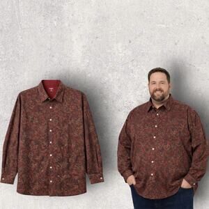 Kingsize Shirt 2XL Big Tall Paisley Button Up Streetwear Retro Statement